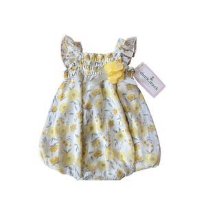 Duck Duck Goose Girls DressyYellow Floral Short Sleeve Bodysuit 6-9 Months